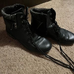 Black Zipper Ankle Boots